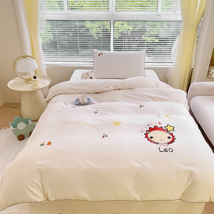 91家纺网 家纺一手货源 找家纺 庭彤 A类100s长绒棉儿童三件套单被套单床单枕套 你好狮子小姐