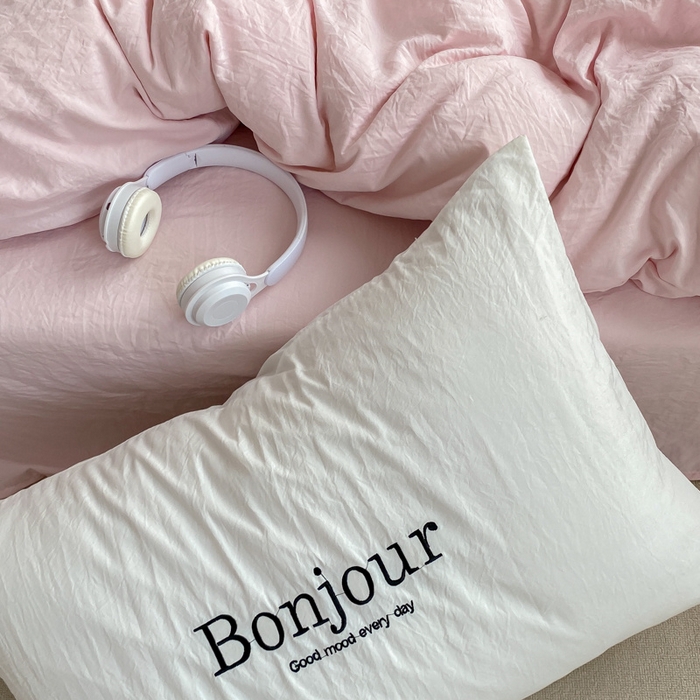 91家纺网 家纺一手货源 找家纺 雨帆家纺 2023新款ins风超柔水洗棉四件套 ins甜心粉