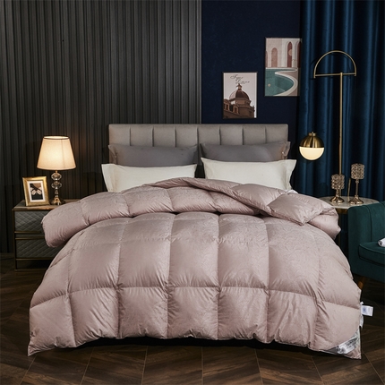 91家纺网 家纺一手货源 找家纺 御眠纺 2023年新款高支高密提花98鹅绒被95鹅绒被  小提花-豆沙