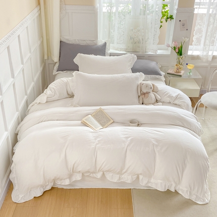 91家纺网 家纺一手货源 找家纺 （总）雨帆家纺 2023新款韩版公主风超柔水洗棉花边四件套