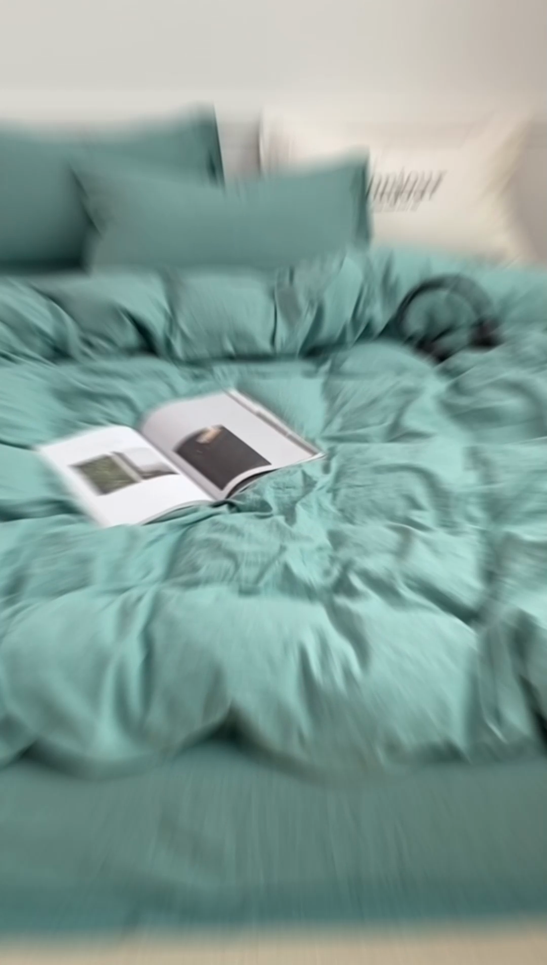 91家纺网 家纺一手货源 找家纺 雨帆家纺 2023新款ins风超柔水洗棉四件套 ins湖水绿