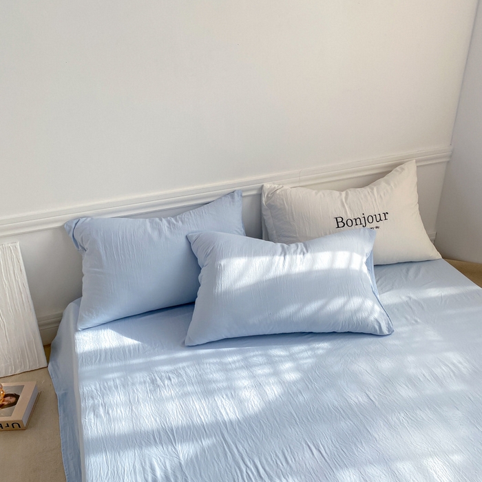 91家纺网 家纺一手货源 找家纺 雨帆家纺 2023新款ins风超柔水洗棉四件套 ins蓝精灵