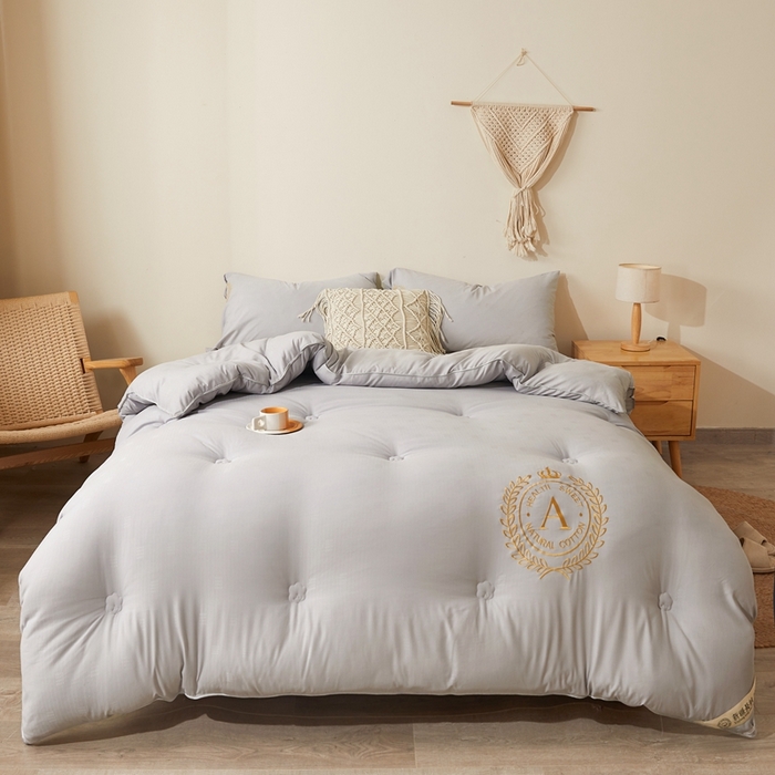 91家纺网 家纺一手货源 找家纺 美梦里2023新款A类母婴级生态原棉刺绣棉花被冬被芯夏被子 雅致灰