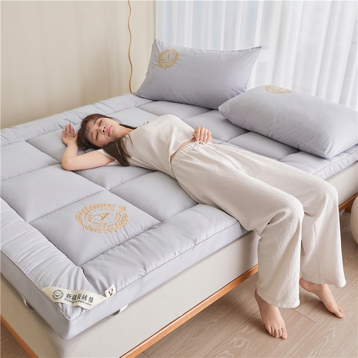 91家纺网 家纺一手货源 找家纺 美梦里A类刺绣新疆棉花五星级酒店大豆纤维软床垫床褥子 星辰灰6公分加厚
