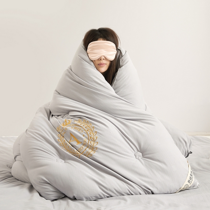 91家纺网 家纺一手货源 找家纺 美梦里2023新款A类母婴级生态原棉刺绣棉花被冬被芯夏被子 雅致灰