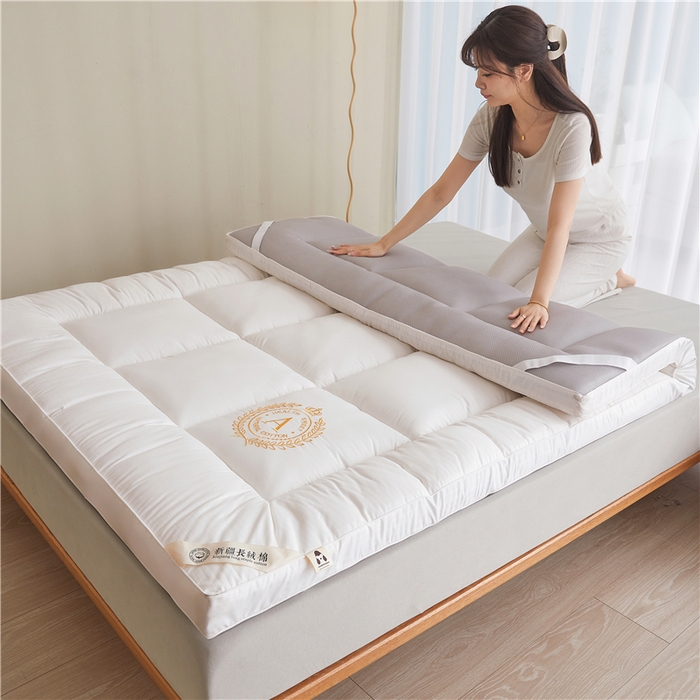 91家纺网 家纺一手货源 找家纺 美梦里A类刺绣新疆棉花五星级酒店大豆纤维软床垫床褥子 珍珠白6公分加厚