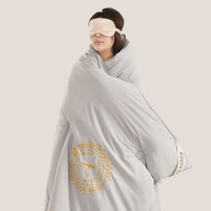 91家纺网 家纺一手货源 找家纺 美梦里2023新款A类母婴级生态原棉刺绣棉花被冬被芯夏被子 雅致灰