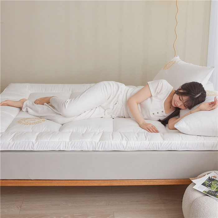 91家纺网 家纺一手货源 找家纺 美梦里A类刺绣新疆棉花五星级酒店大豆纤维软床垫床褥子 珍珠白6公分加厚