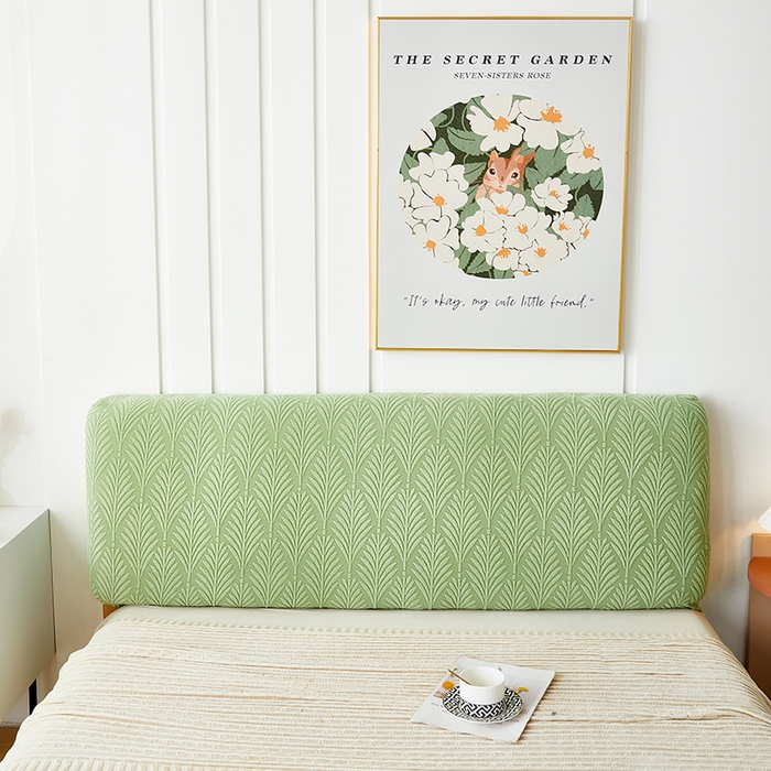 91家纺网 家纺一手货源 找家纺 逐日沙发套 2023新款纯色提花床头罩叶恋系列 叶恋-抹茶色