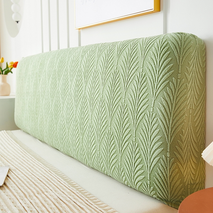 91家纺网 家纺一手货源 找家纺 逐日沙发套 2023新款纯色提花床头罩叶恋系列 叶恋-抹茶色