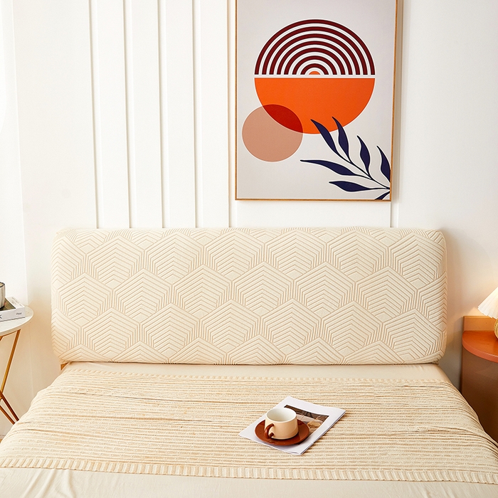 91家纺网 家纺一手货源 找家纺 逐日沙发套 2023新款纯色提花床头罩时光系列 时光-米黄色