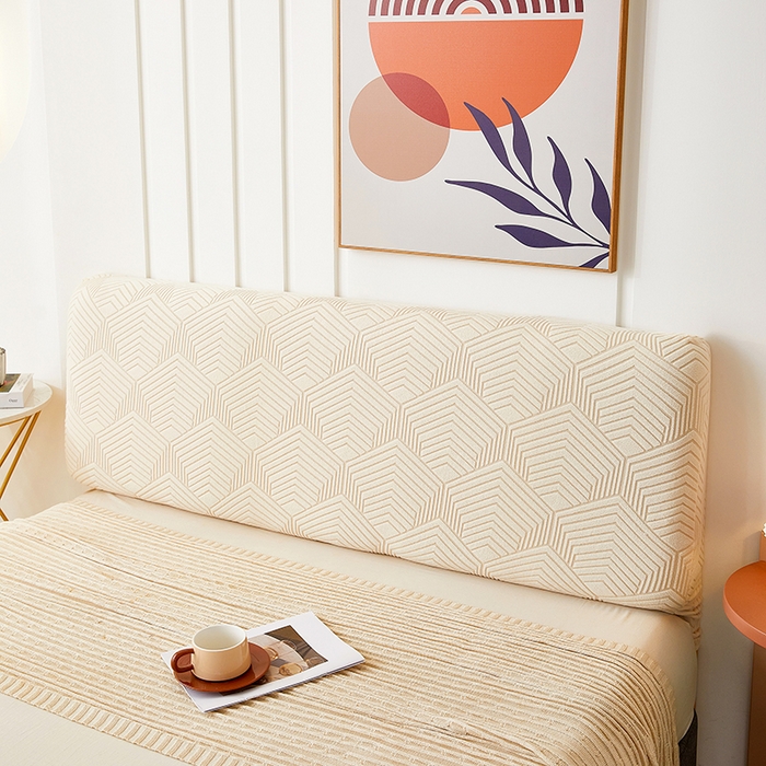 91家纺网 家纺一手货源 找家纺 逐日沙发套 2023新款纯色提花床头罩时光系列 时光-米黄色