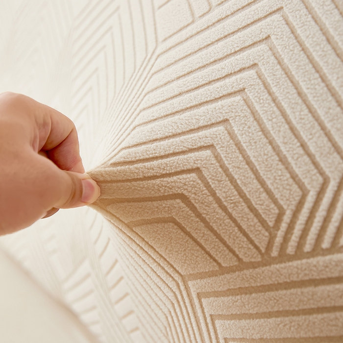 91家纺网 家纺一手货源 找家纺 逐日沙发套 2023新款纯色提花床头罩时光系列 时光-米黄色