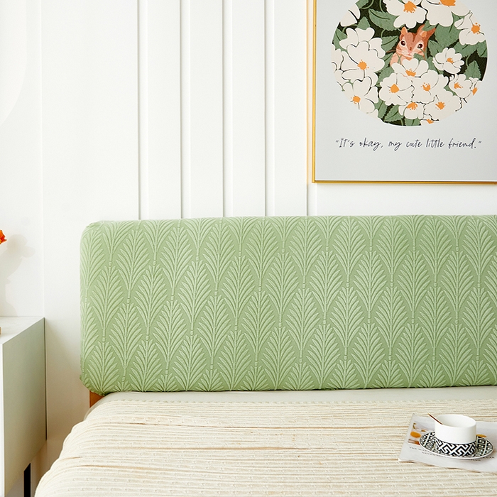 91家纺网 家纺一手货源 找家纺 逐日沙发套 2023新款纯色提花床头罩叶恋系列 叶恋-抹茶色