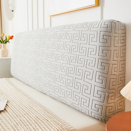 91家纺网 家纺一手货源 找家纺 逐日沙发套 2023新款纯色提花床头罩雅韵系列 雅韵-浅灰色