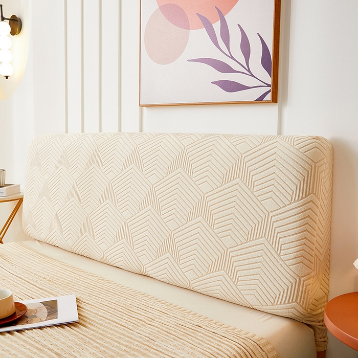 91家纺网 家纺一手货源 找家纺 逐日沙发套 2023新款纯色提花床头罩时光系列 时光-米黄色