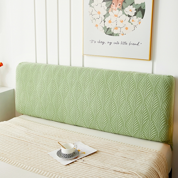 91家纺网 家纺一手货源 找家纺 逐日沙发套 2023新款纯色提花床头罩叶恋系列 叶恋-抹茶色