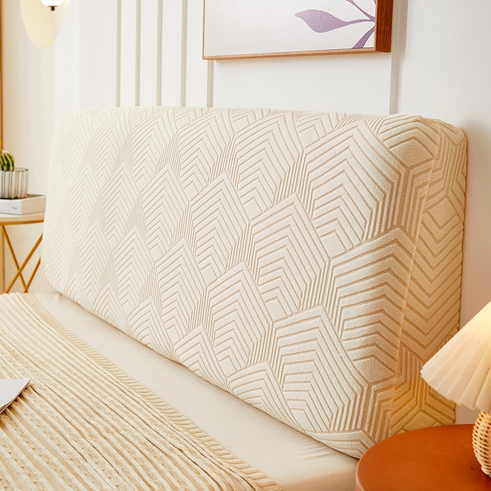 91家纺网 家纺一手货源 找家纺 逐日沙发套 2023新款纯色提花床头罩时光系列 时光-米黄色