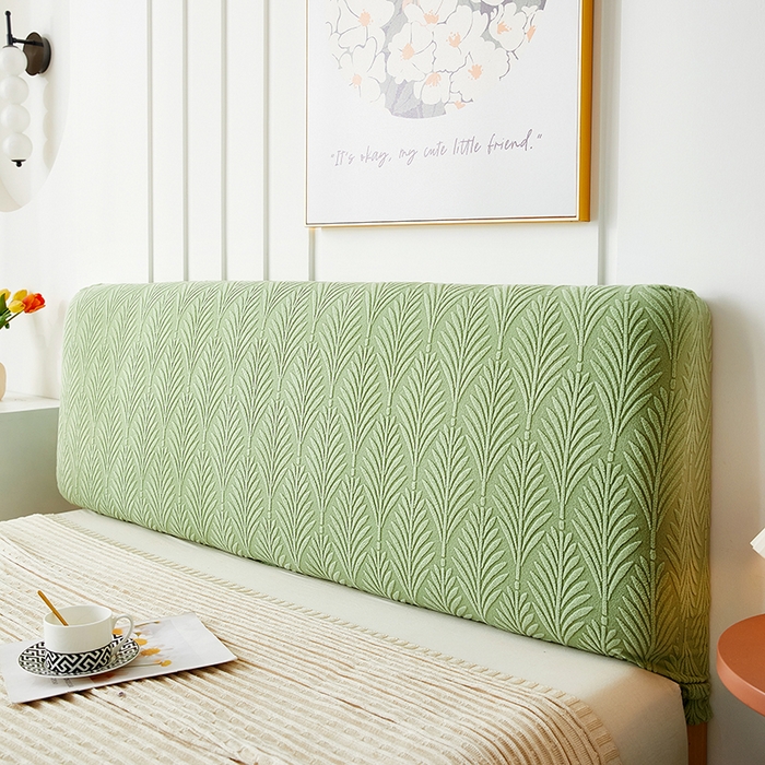 91家纺网 家纺一手货源 找家纺 逐日沙发套 2023新款纯色提花床头罩叶恋系列 叶恋-抹茶色