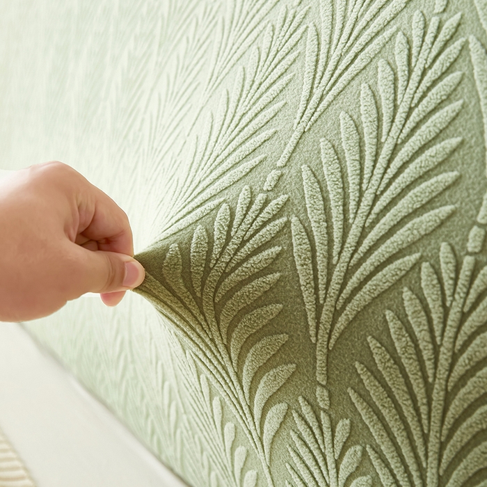 91家纺网 家纺一手货源 找家纺 逐日沙发套 2023新款纯色提花床头罩叶恋系列 叶恋-抹茶色