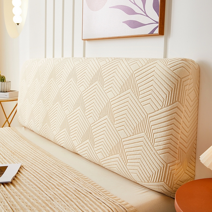 91家纺网 家纺一手货源 找家纺 逐日沙发套 2023新款纯色提花床头罩时光系列 时光-米黄色