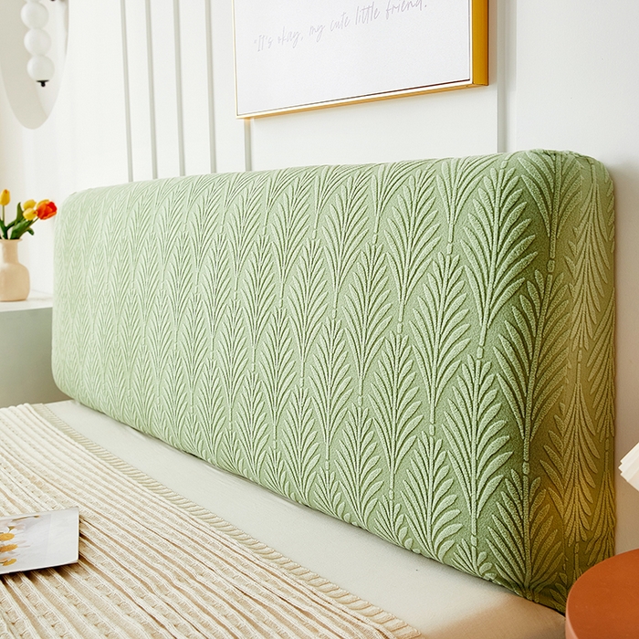 91家纺网 家纺一手货源 找家纺 逐日沙发套 2023新款纯色提花床头罩叶恋系列 叶恋-抹茶色