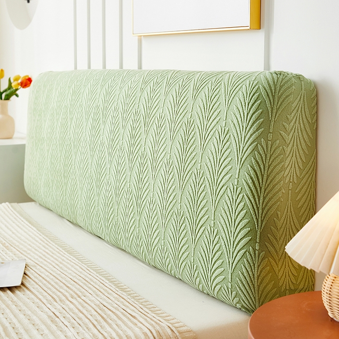 91家纺网 家纺一手货源 找家纺 逐日沙发套 2023新款纯色提花床头罩叶恋系列 叶恋-抹茶色