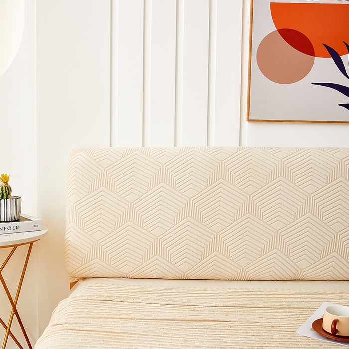 91家纺网 家纺一手货源 找家纺 逐日沙发套 2023新款纯色提花床头罩时光系列 时光-米黄色