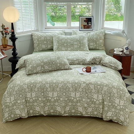 91家纺网 家纺一手货源 找家纺 妖妖家纺 2023秋冬新品温暖冬季生姜暖绒四件套 秘密庄园