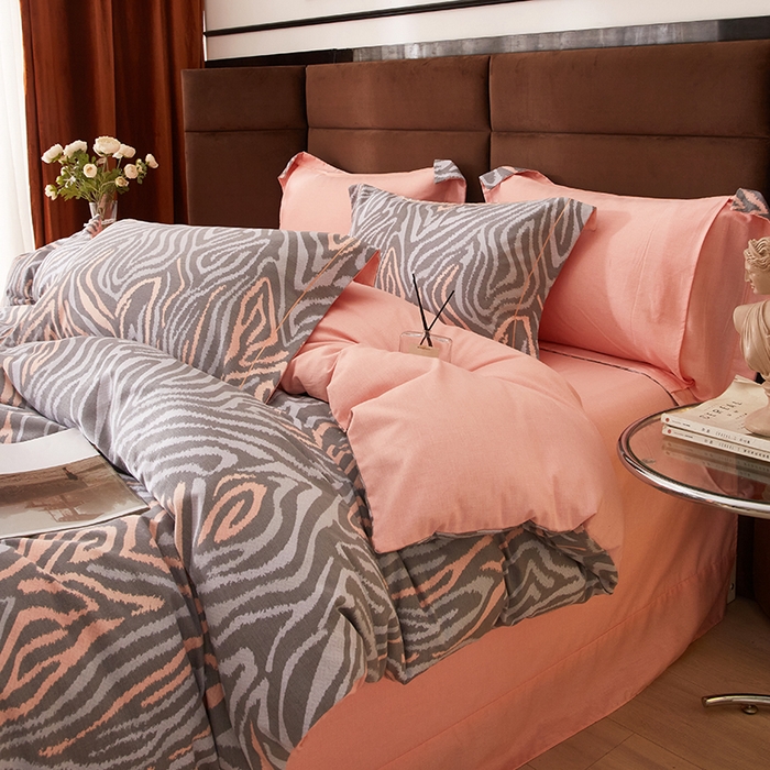 91家纺网 家纺一手货源 找家纺 启航家居 2025直播热款全棉精梳磨毛印花四件套-小资格调系列 画梦灰