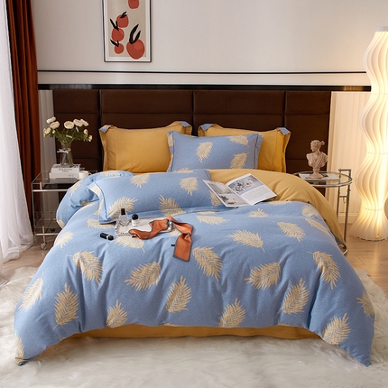 91家纺网 家纺一手货源 找家纺 （总）启航家居 2025直播热款全棉精梳磨毛印花四件套-小资格调系列