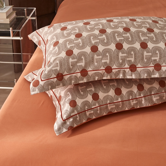 91家纺网 家纺一手货源 找家纺 启航家居 2025直播热款全棉精梳磨毛印花四件套-小资格调系列 拉斐尔红