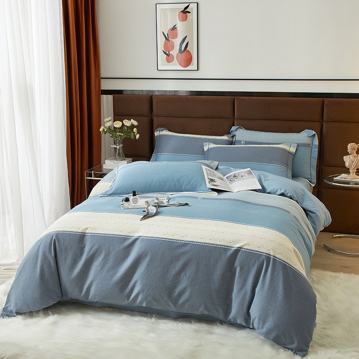 91家纺网 家纺一手货源 找家纺 启航家居 2025直播热款全棉精梳磨毛印花四件套-小资格调系列 卡诺奇兰