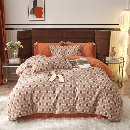 91家纺网 家纺一手货源 找家纺 （总）启航家居 2025直播热款全棉精梳磨毛印花四件套-小资格调系列