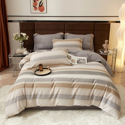 91家纺网 家纺一手货源 找家纺 （总）启航家居 2025直播热款全棉精梳磨毛印花四件套-小资格调系列