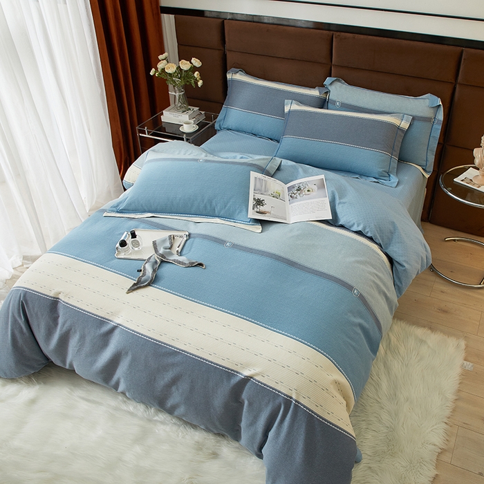 91家纺网 家纺一手货源 找家纺 启航家居 2025直播热款全棉精梳磨毛印花四件套-小资格调系列 卡诺奇兰