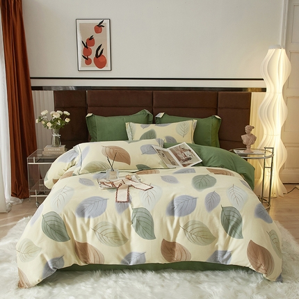 91家纺网 家纺一手货源 找家纺 （总）启航家居 2025直播热款全棉精梳磨毛印花四件套-小资格调系列