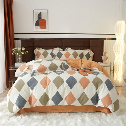 91家纺网 家纺一手货源 找家纺 （总）启航家居 2025直播热款全棉精梳磨毛印花四件套-小资格调系列