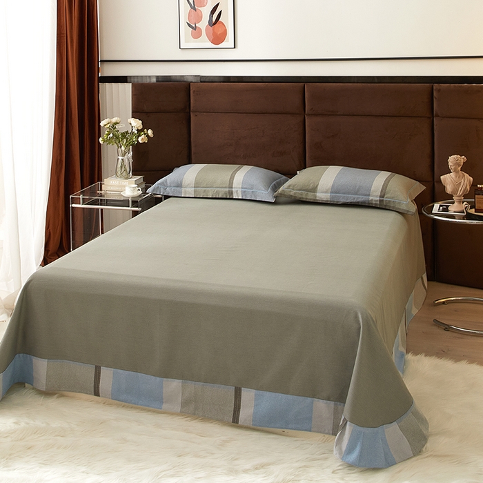 91家纺网 家纺一手货源 找家纺 启航家居 2025直播热款全棉精梳磨毛印花四件套-小资格调系列 灰色情调兰