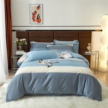 启航家居 2025直播热款全棉精梳磨毛印花四件套-小资格调系列 卡诺奇兰