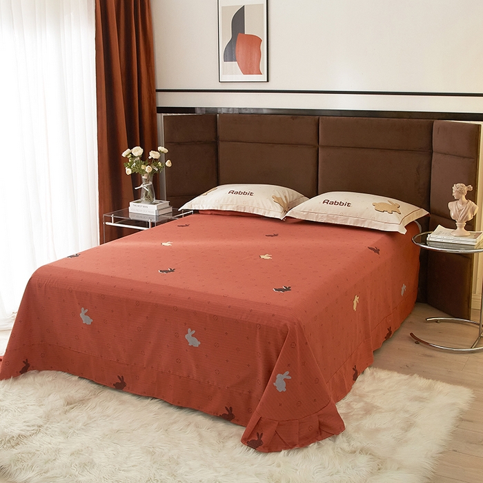 91家纺网 家纺一手货源 找家纺 启航家居 2025直播热款全棉精梳磨毛印花四件套-小资格调系列 乐奇-米