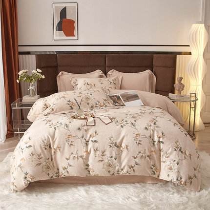 91家纺网 家纺一手货源 找家纺 （总）启航家居 2025直播热款全棉精梳磨毛印花四件套-小资格调系列