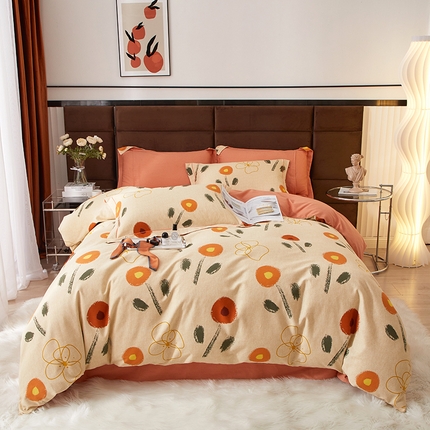 91家纺网 家纺一手货源 找家纺 （总）启航家居 2025直播热款全棉精梳磨毛印花四件套-小资格调系列