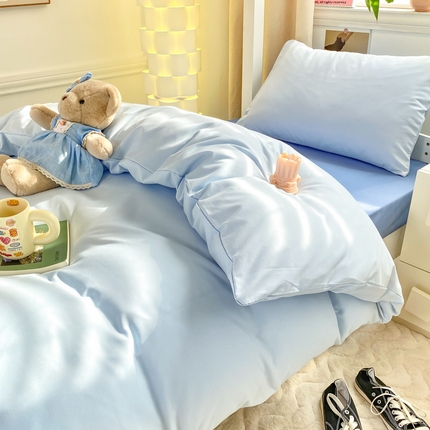 91家纺网 家纺一手货源 找家纺 （总）雨帆家纺 2023新款简约纯色三件套四件套学生宿舍套件