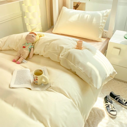 91家纺网 家纺一手货源 找家纺 （总）雨帆家纺 2023新款简约纯色三件套四件套学生宿舍套件