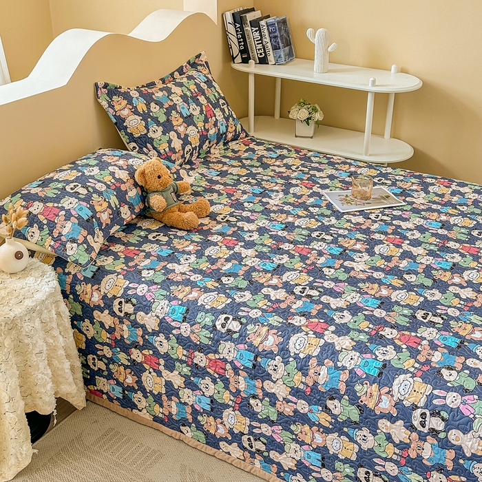 91家纺网 家纺一手货源 找家纺 40支全棉夹棉绗缝13372简约款印花多功能床盖夏被凉席 彼得一家