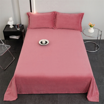 91家纺网 家纺一手货源 找家纺 新款230克牛奶绒纯色床单定制定做尺寸 豆沙