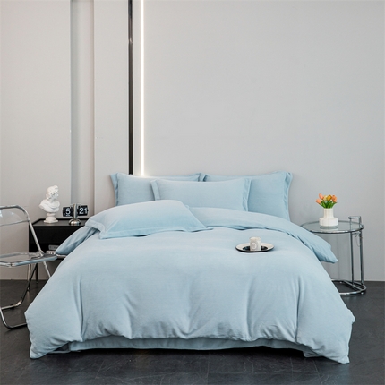 91家纺网 家纺一手货源 找家纺 （总）新款230克牛奶绒纯色四件套定做定制尺寸