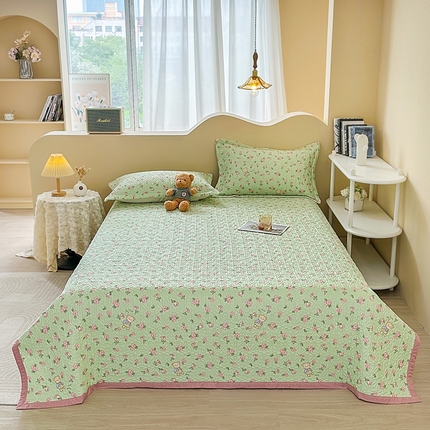 40支全棉夹棉绗缝13372简约款印花多功能床盖夏被凉席 遇见美好