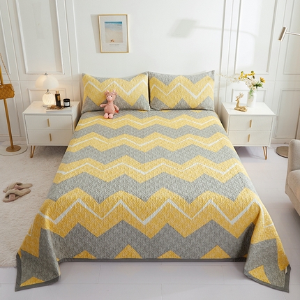 40支全棉夹棉绗缝13372简约款印花多功能床盖夏被凉席 印象派